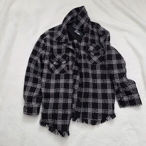 House of Harlow 1960 White and Black Fringe Shacket Size Small